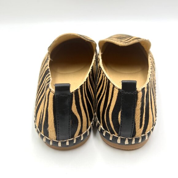 Talbots Womens Size 8 Tiger Stripe Black Tan Leather Loafers Flats Shoes - Picture 8 of 14